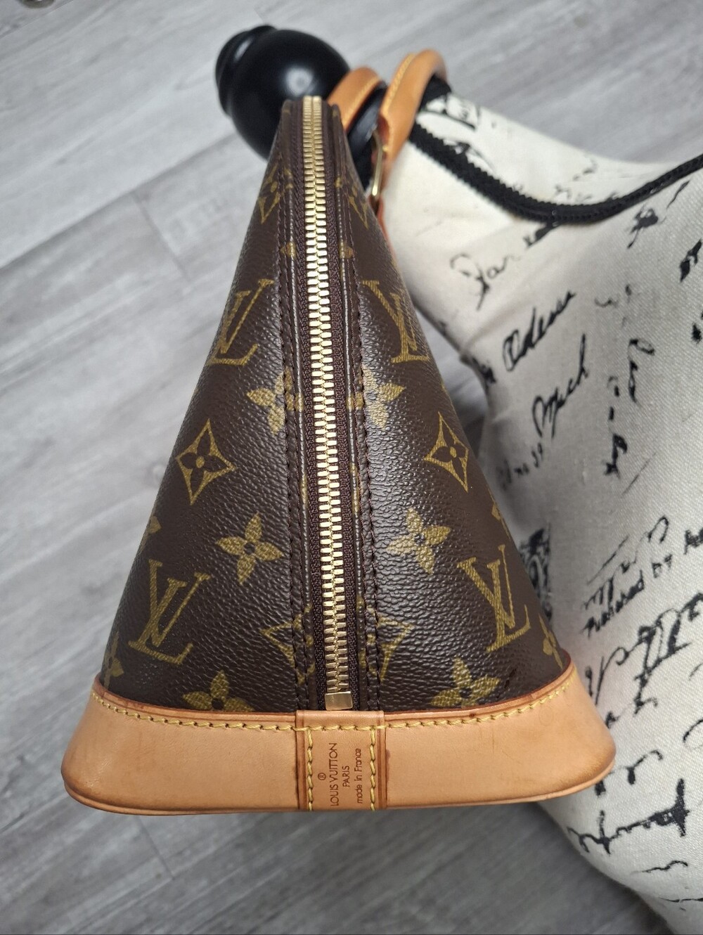 Vintage Louis Vuitton Alma Monogram Satchel with Vachetta Trim and Gold Hardware - Picture 7 of 16
